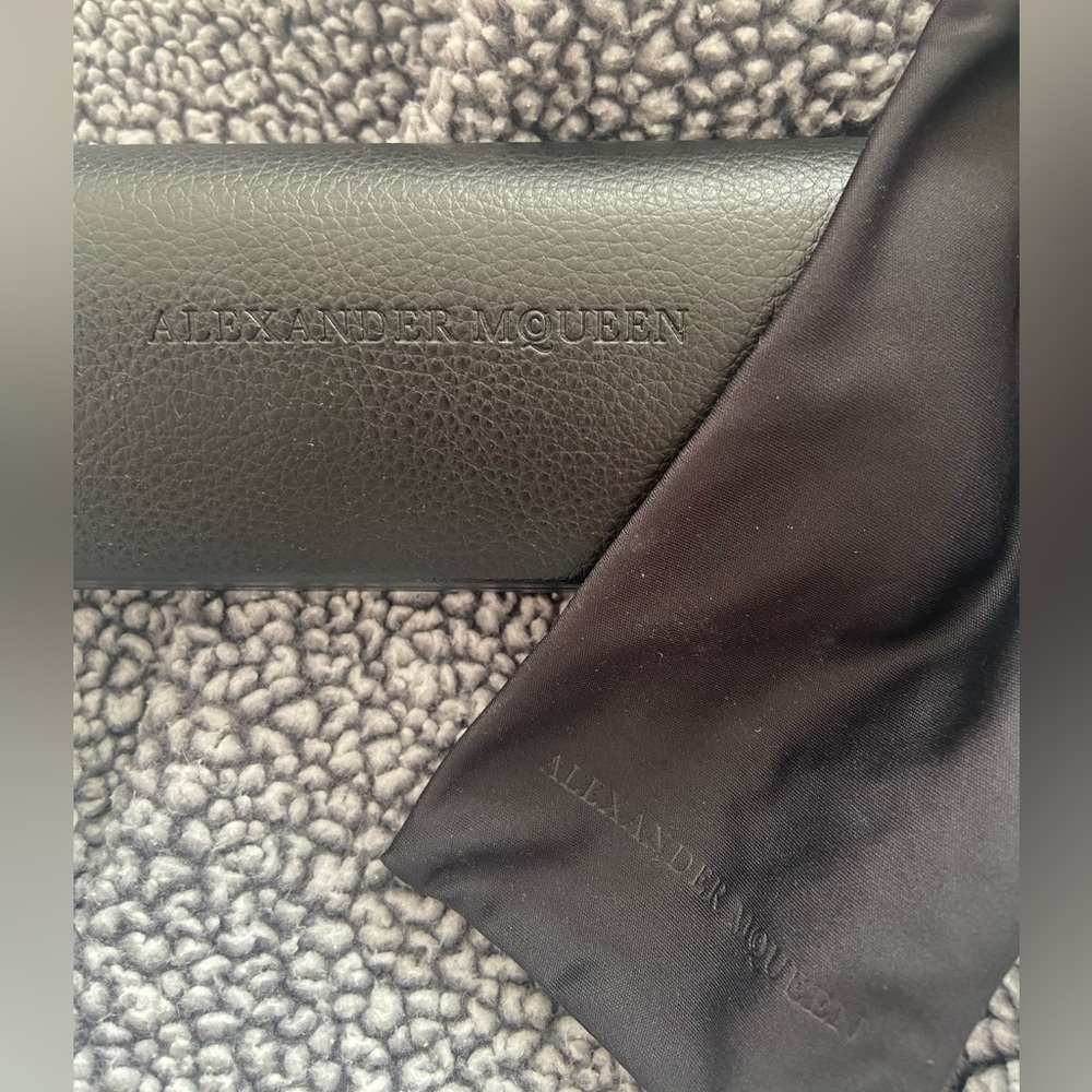 Alexander McQueen black eyeglass case and microfiber pouch, NWOT